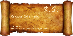 Krupa Sándor névjegykártya