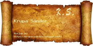 Krupa Sándor névjegykártya