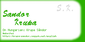 sandor krupa business card